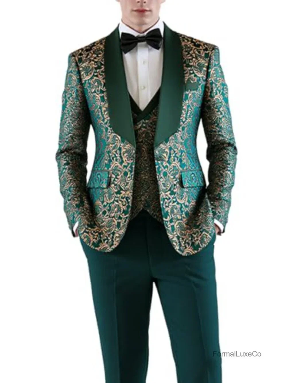 Men's 3 Piece Slim Fit Floral Print Suit Set with Vest and Pants